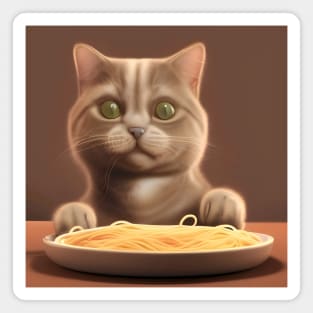 Cat eating spaghetti Magnet